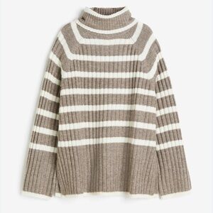 H&M women’s Striped Turtleneck Sweater jumper sz medium
